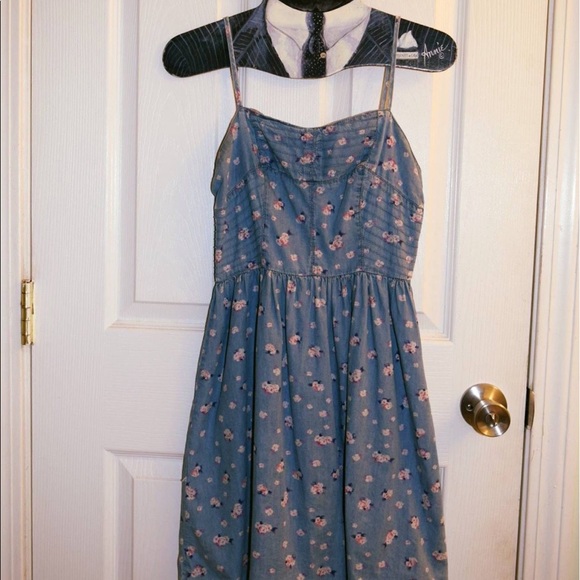 Denim Flower Print Dress - Picture 2 of 3