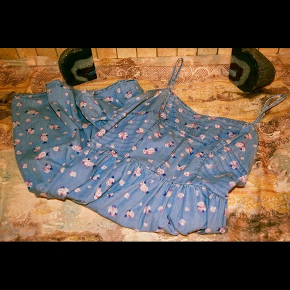 Denim Flower Print Dress - Picture 1 of 3