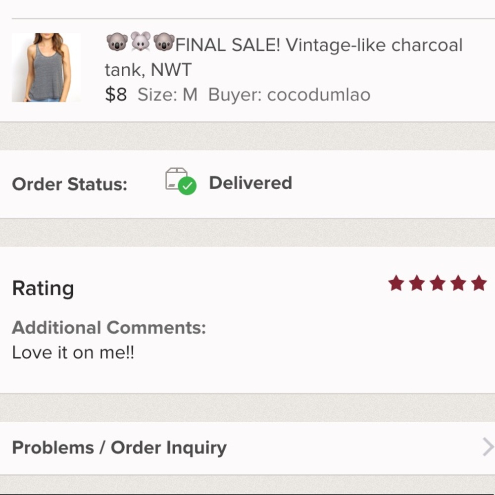 🐨🐭🐨LAST ONE! Vintage-like charcoal tank - Picture 2 of 4