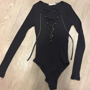 ✖️SOLD✖️RIBBED KNIT LACE UP BODYSUIT