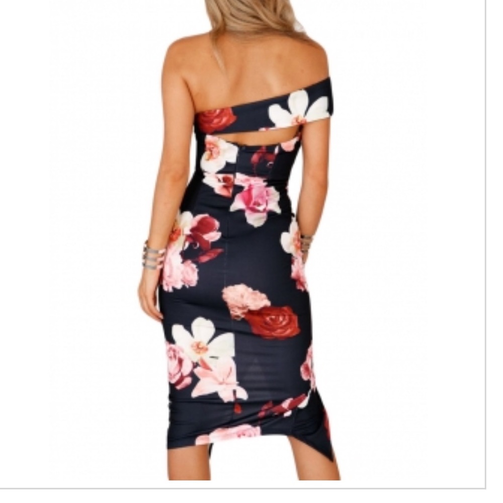 Black Floral Tube dress Nwot New - Picture 2 of 2