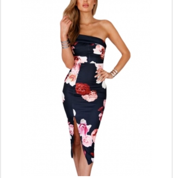 Dresses & Skirts - Black Floral Tube dress Nwot New