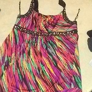 Vibrant feather print dress