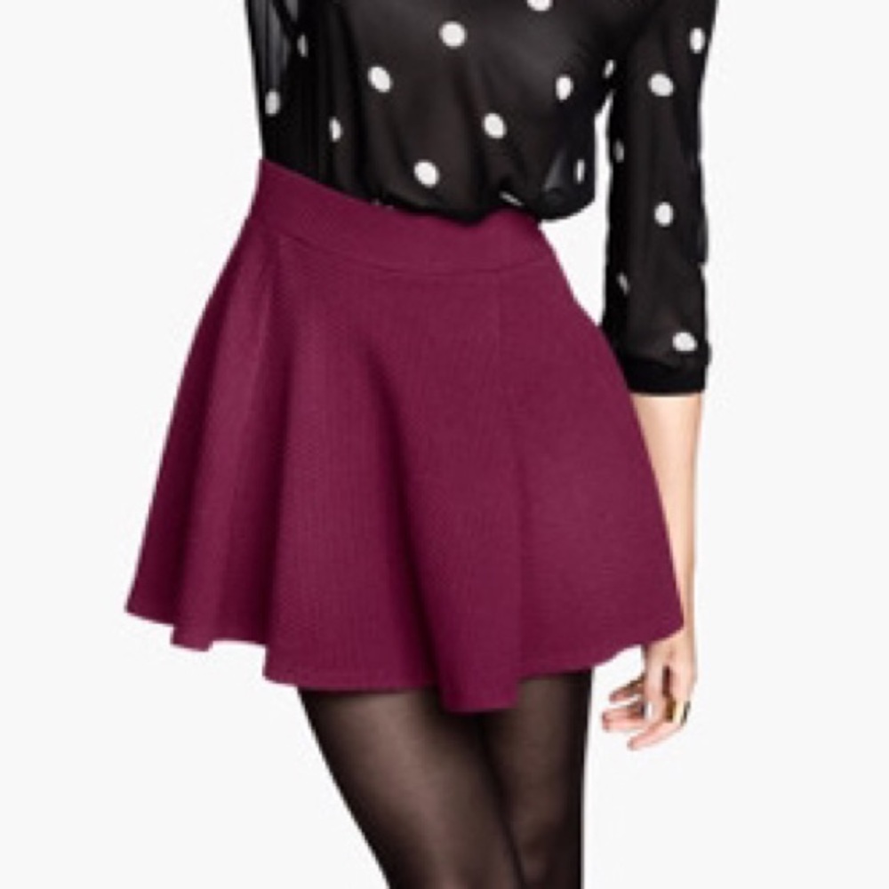 H&M Burgundy Skater Skirt