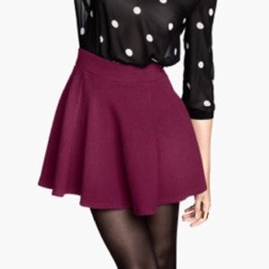 H&M Burgundy Skater Skirt