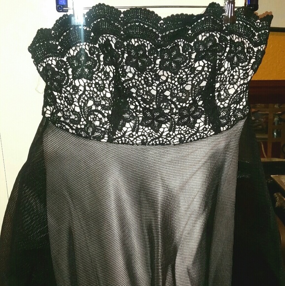 SEXY STRAPLESS LACE AND MESH MINI DRESS - XL..NEW! - Picture 2 of 3