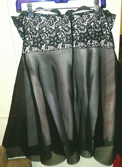 SEXY STRAPLESS LACE AND MESH MINI DRESS - XL..NEW! - Picture 3 of 3