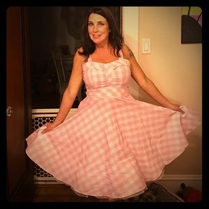 Pink gingham swing dress