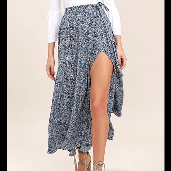 Lulus Dresses & Skirts - Lulu's brand navy blue Tempest wrap skirt