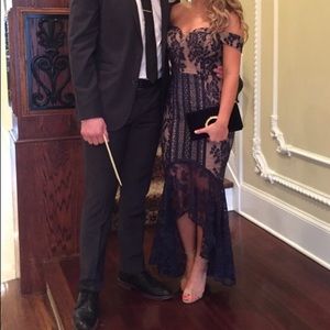 Jarlo Lace Off Shoulder Fishtail Maxi Dress