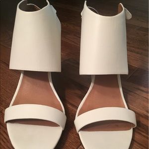 Halogen White Leather Wedges