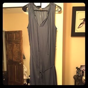 Loft outlet Blue swing dress with tie. Runs big