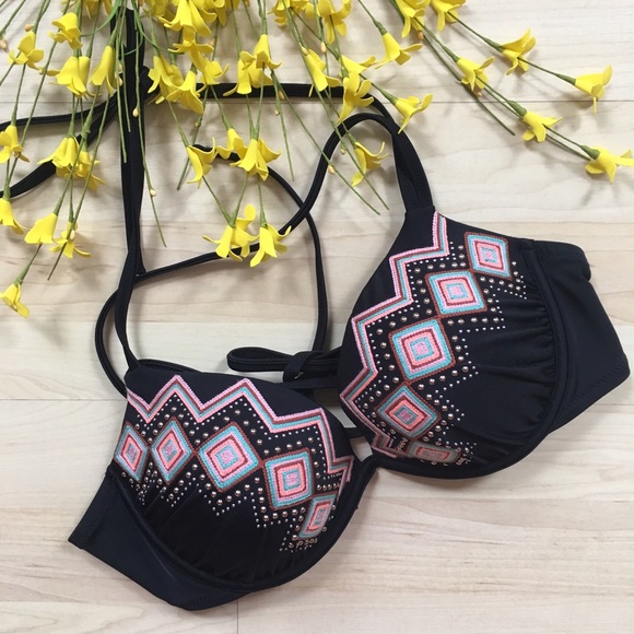 Sun & Shore Other - Embroidered and embellished push up halter bikini