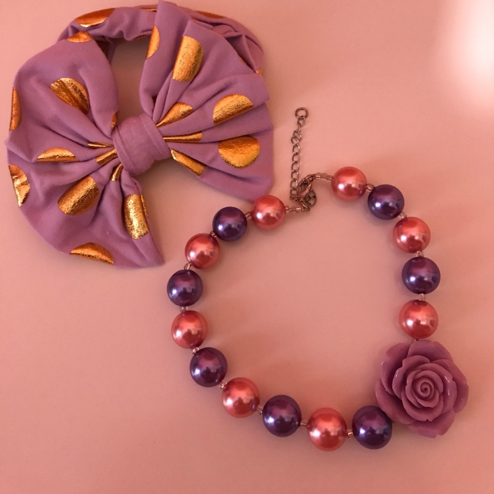 Little Girl Accessories Necklace & Bow Photo Prop
