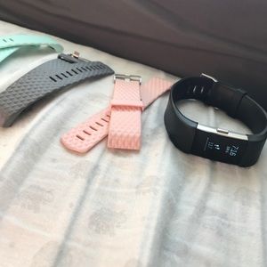 (Lg) Black Fitbit Hr 2. With 3 extra bands!