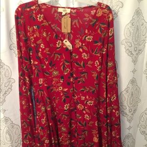 Red bell sleeve dress. NWT