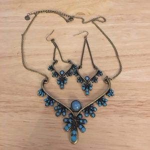 Turquoise necklace and earring set