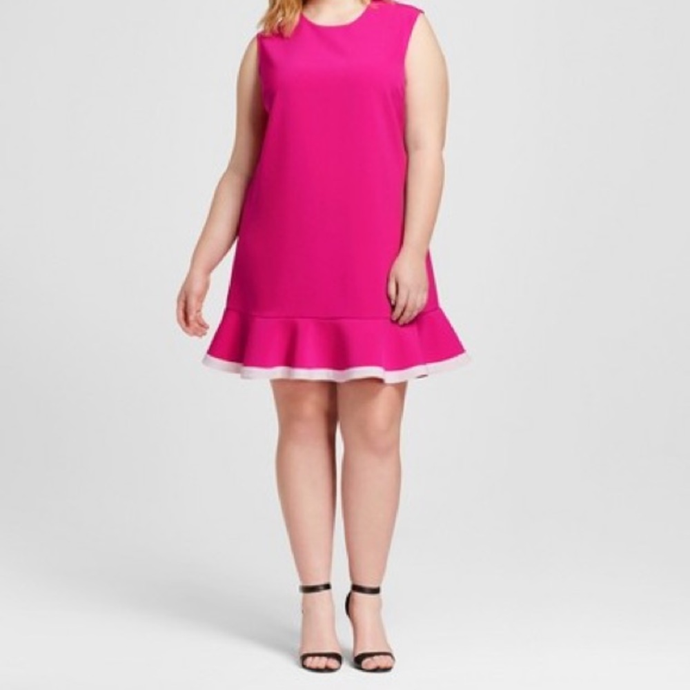 🎉HP🎉 Victoria Beckham Fuchsia Ruffle Dress 🌷
