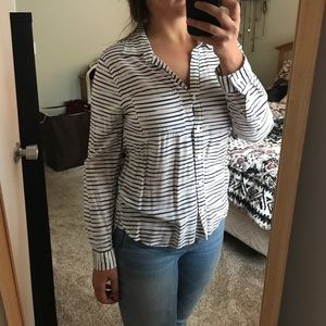 Navy blue striped button down