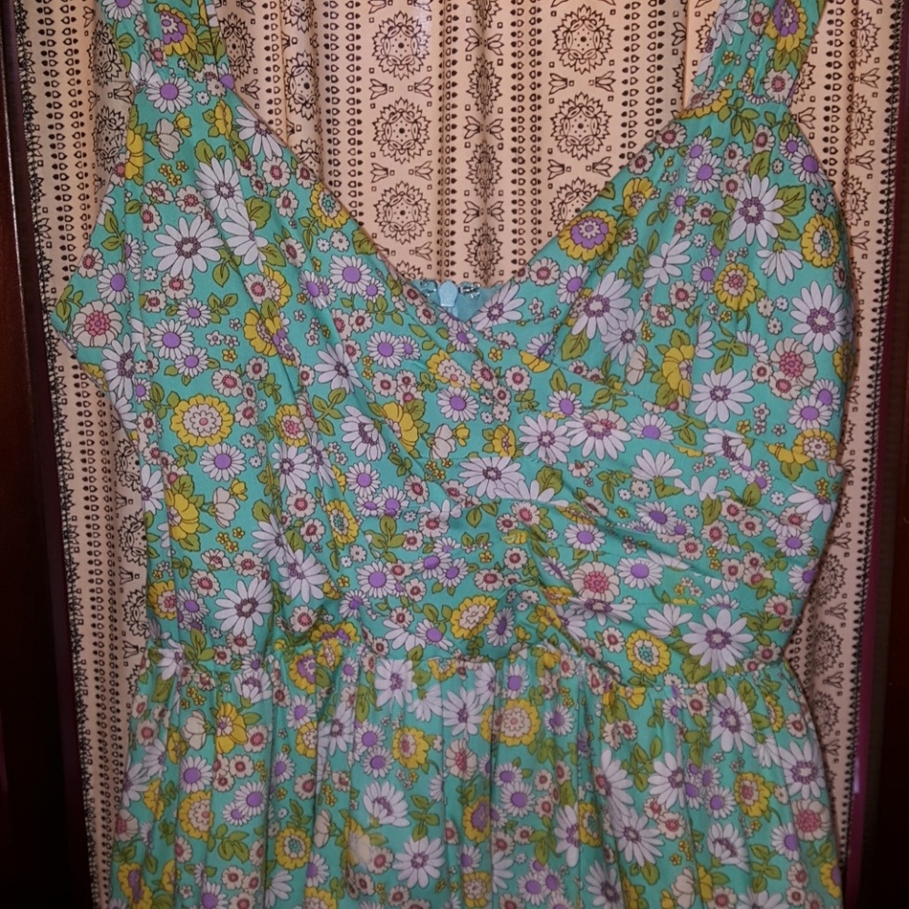 Floral Teal mini dress tags: moon, modcloth