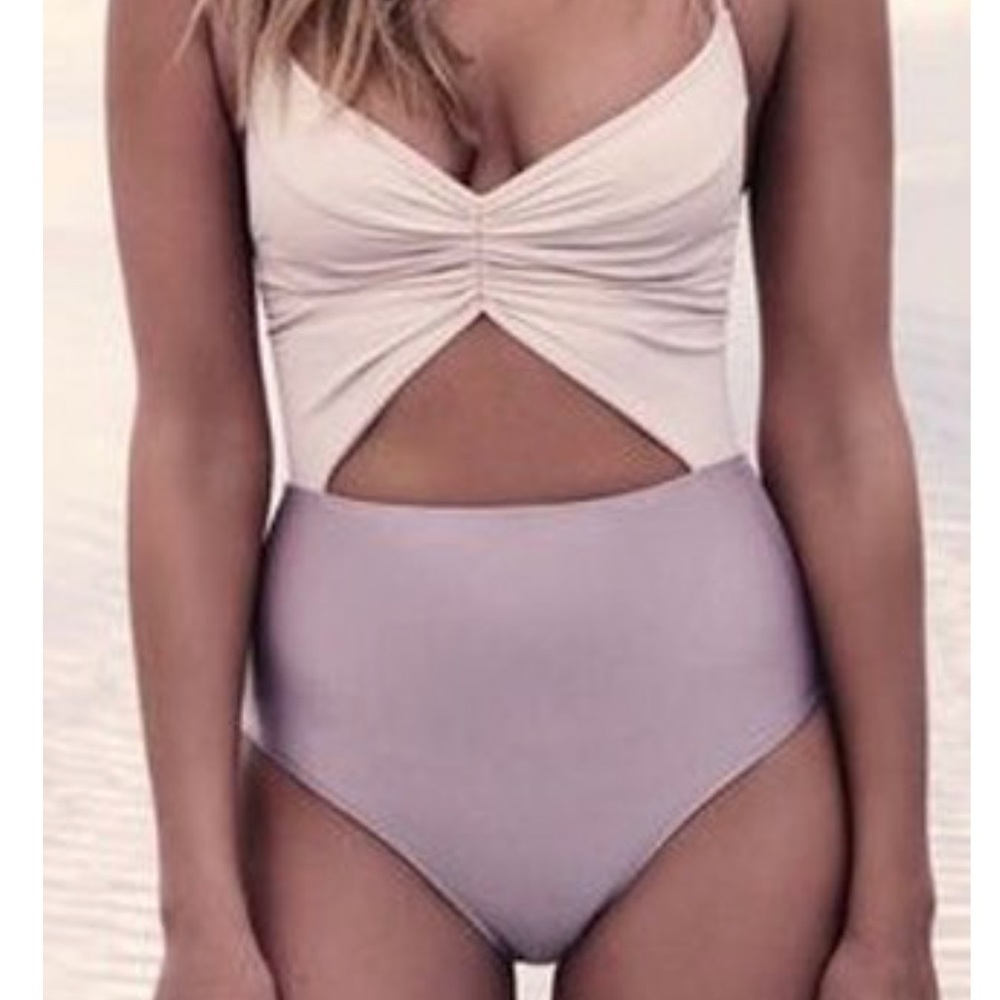 ⛔️SOLD ❌one piece cutout- size small pink&lilac