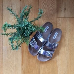 Silver birk style Steve Madden sandals