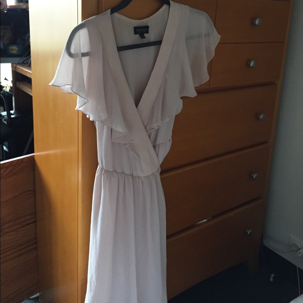 Topshop light pink flutter wrap dress