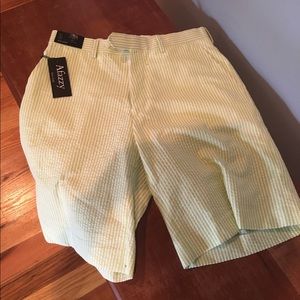 Green seersucker shorts