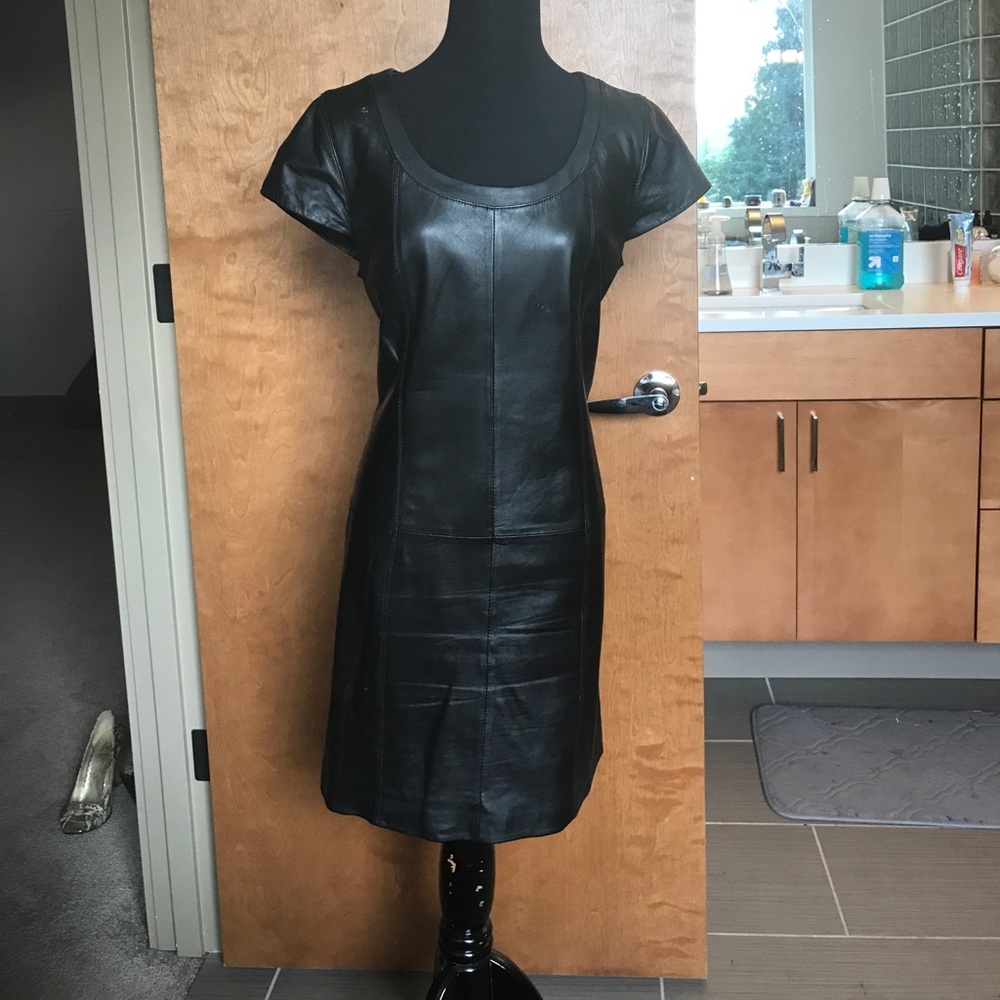 Leather sheath dress