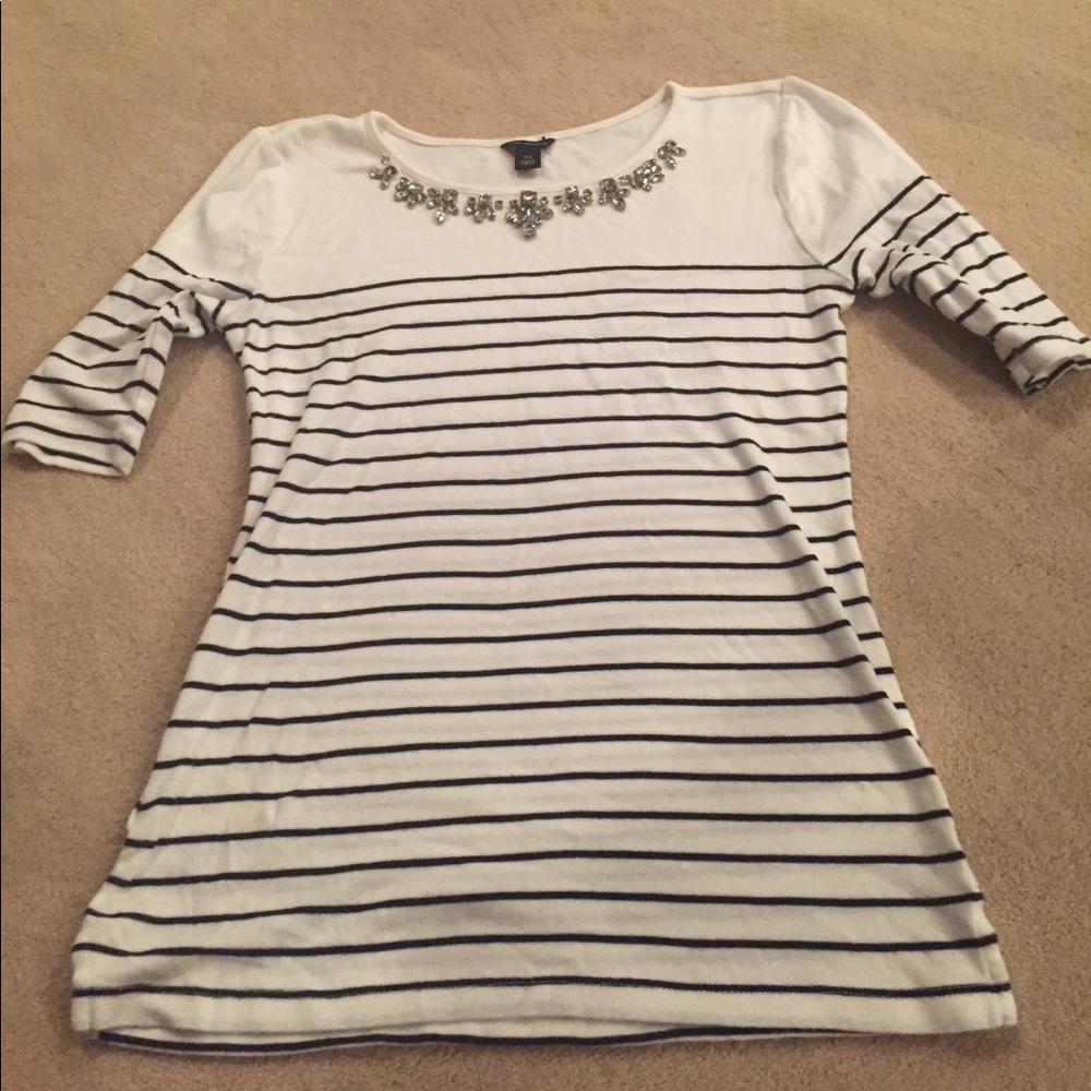 Embellished Ann Taylor striped top