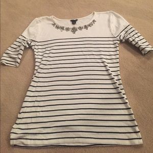 Embellished Ann Taylor striped top