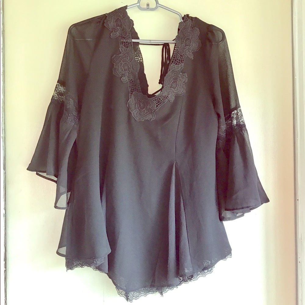 Free People black lace blouse