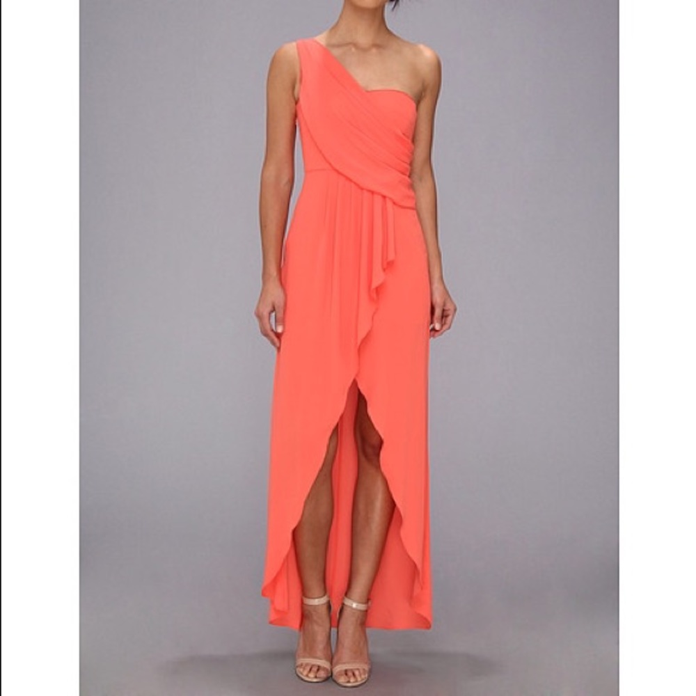 BCBG Kail One Shoulder Coral Dress