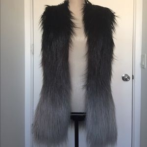 Funky black faux fur ombré vest