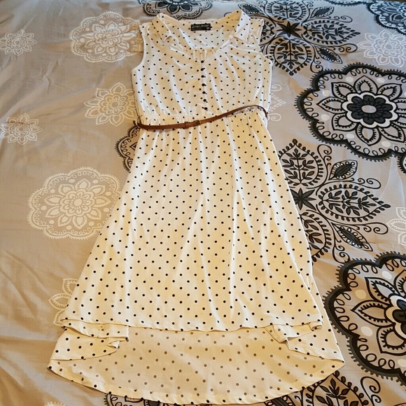 Tango Mango Dresses & Skirts - Polka Dot Belted High low Asymmetrical Dress