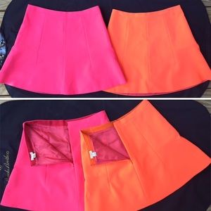 Two JCrew hot pink and orange mini skirts SZ 4