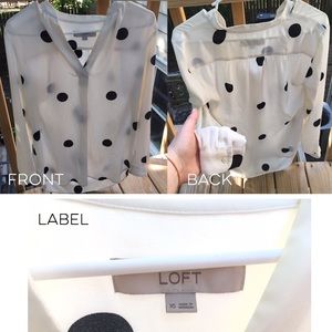 Polkadot white & black loft XS blouse/tunic