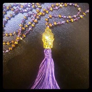 Tassel Necklace purple and gold