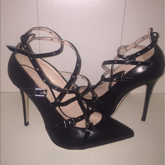 Strappy Leather Heels - Picture 1 of 3