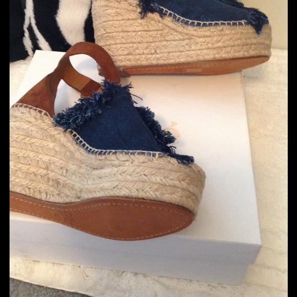 SOLD Chloe Fringed Denim Espadrille Sandals - Picture 5 of 7