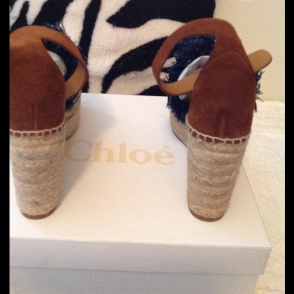 SOLD Chloe Fringed Denim Espadrille Sandals - Picture 7 of 7