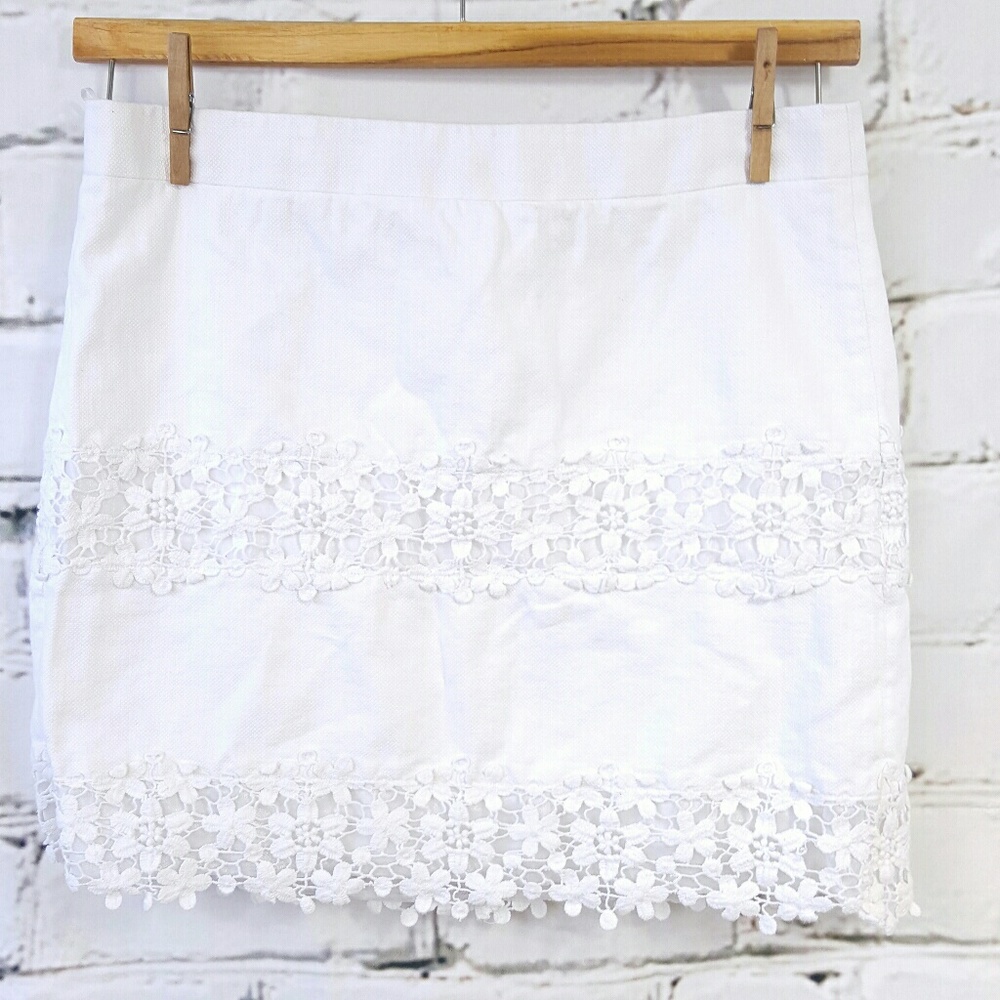 J. Crew White Scalloped Lace Mini Skirt - Picture 1 of 7