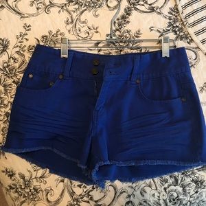 Blue hi-rise Jean Shorts -- worn once
