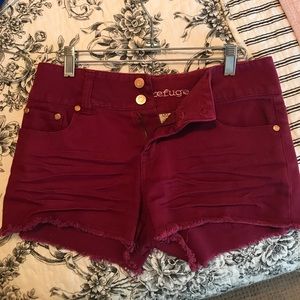 Maroon hi- rise Jean Shorts -- worn once