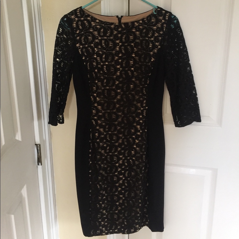 Anne Klein Black Lace Dress + Nude Lining