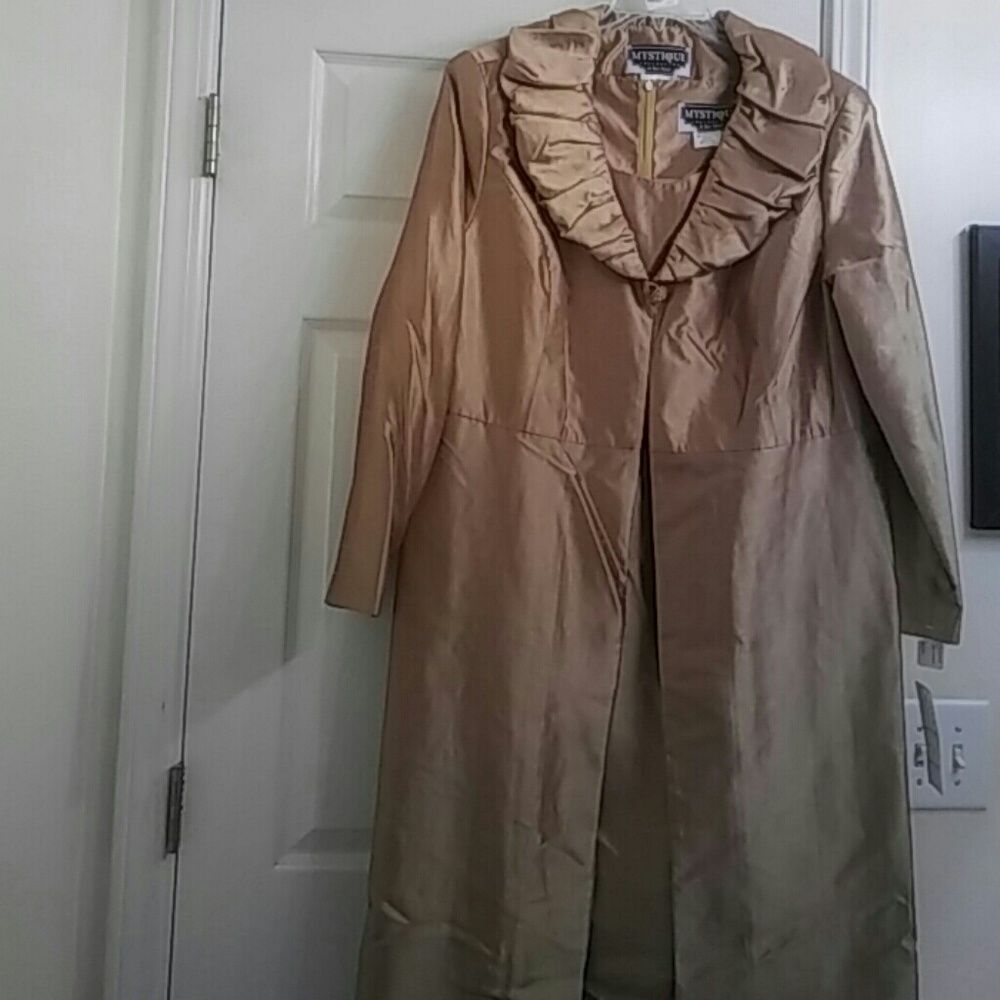 Women 2 pc Dress with Jacket/ Rhine Stone Button