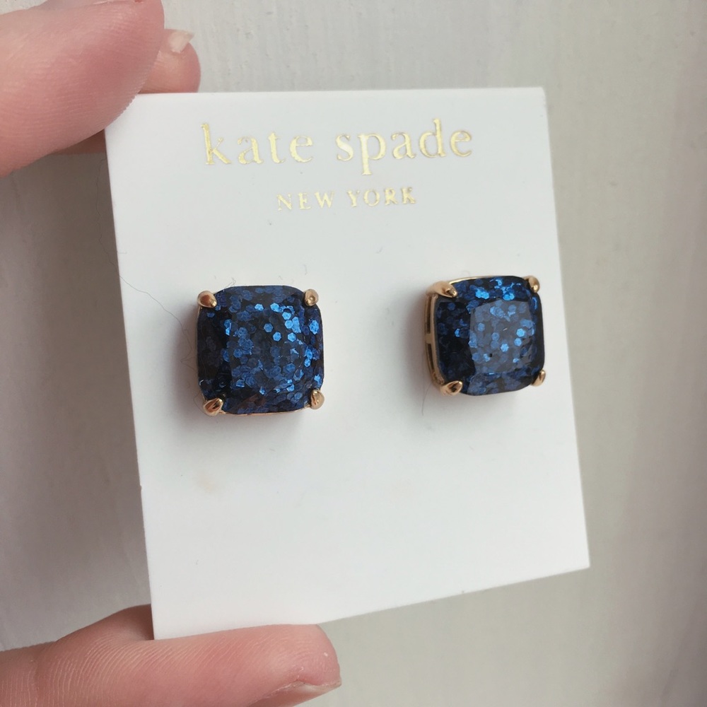 Kate Spade Navy Glitter Earrings NWT