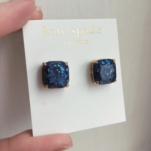 Kate Spade Navy Glitter Earrings NWT