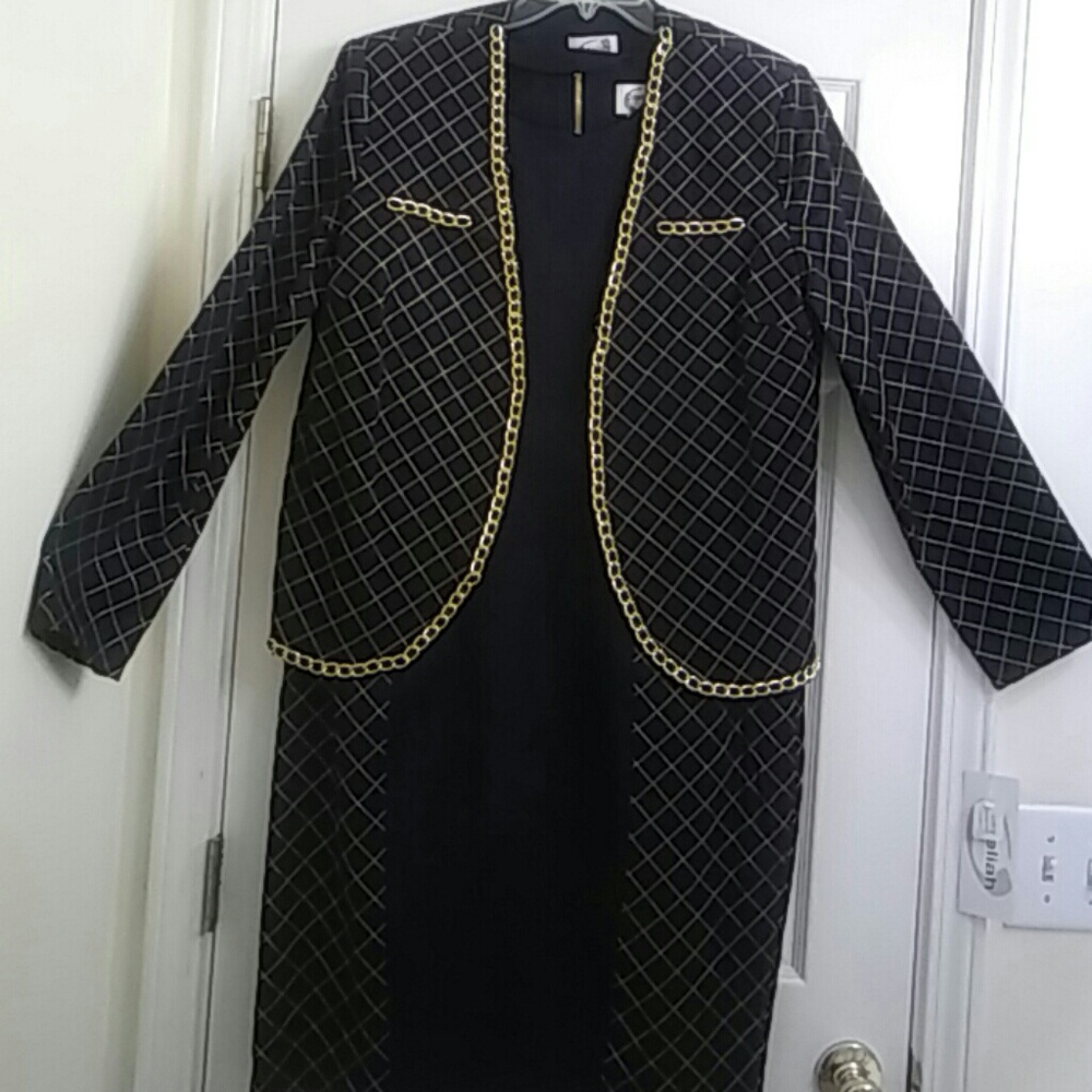 Denim Dress with Jacket accent with Gold Stitching