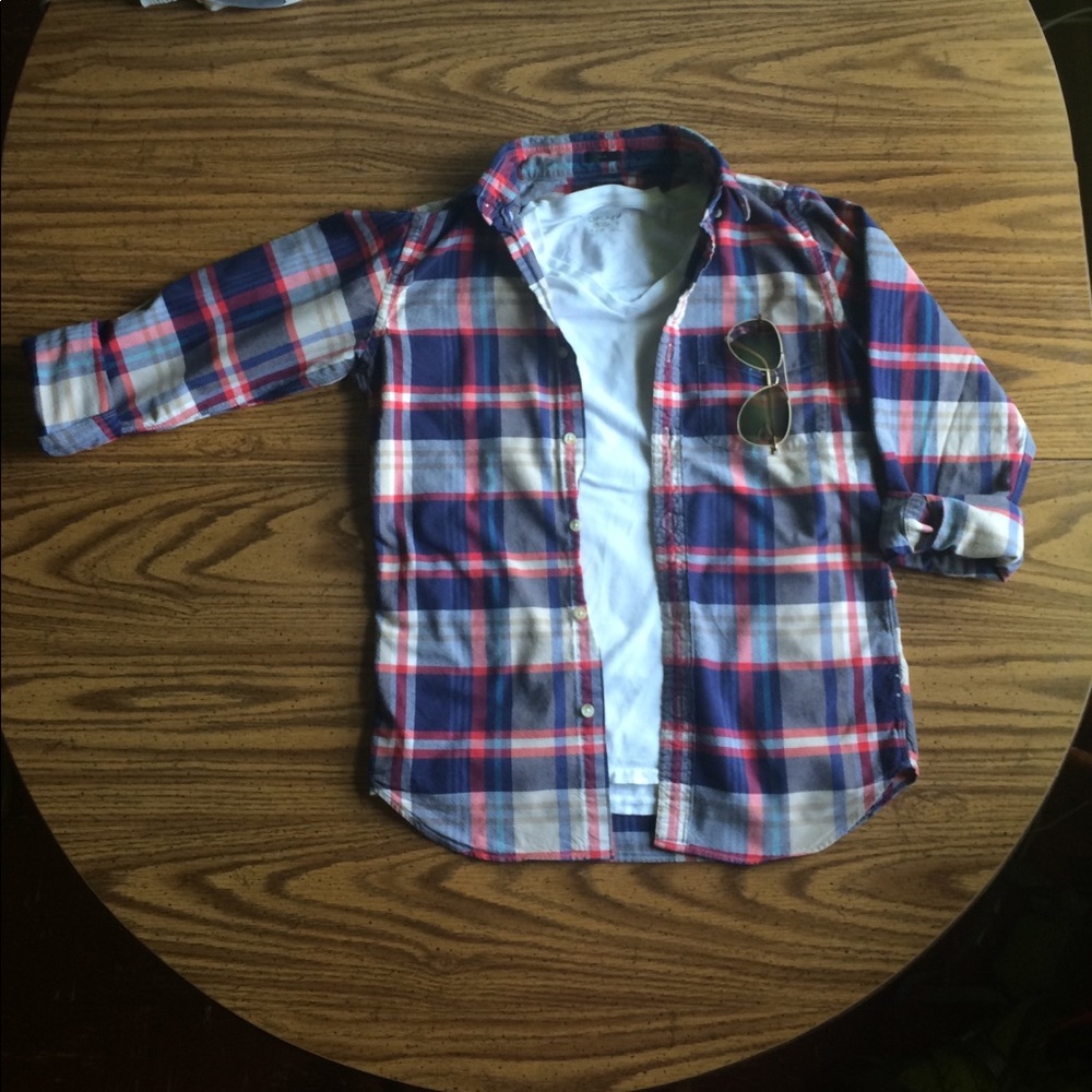 J. Crew Oxford Long Sleeve Plaid Button-up